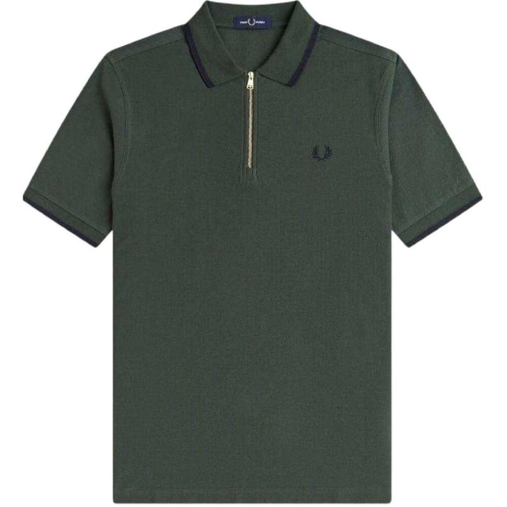 Fred Perry Mens Zip Neck Polo Shirt / Court Green